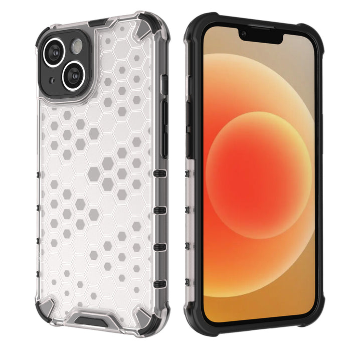 Honeycomb case for iPhone 14 Plus armored hybrid cover transparent