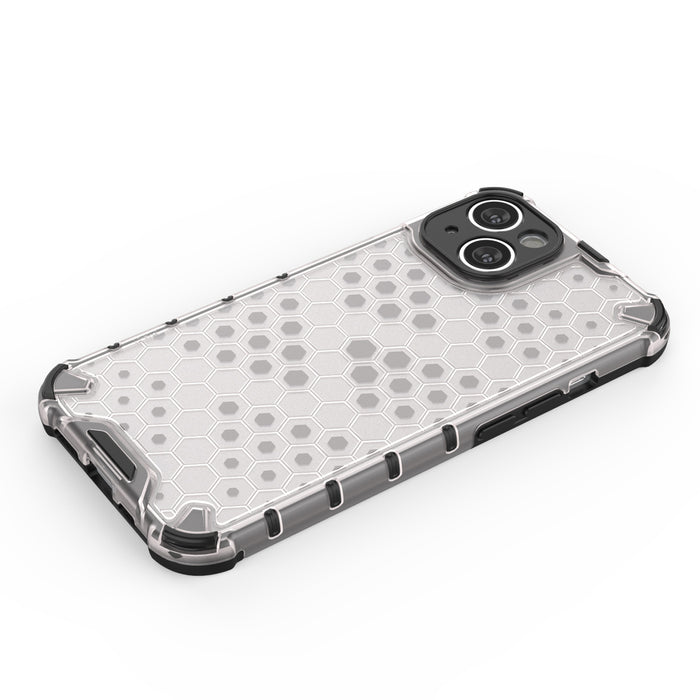 Honeycomb case for iPhone 14 Plus armored hybrid cover transparent