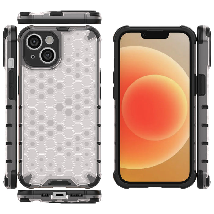 Honeycomb case for iPhone 14 Plus armored hybrid cover transparent