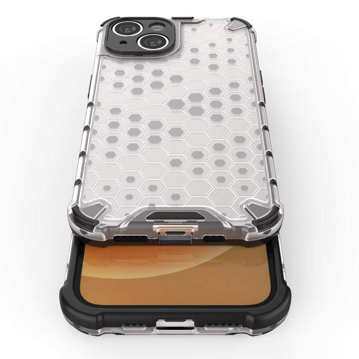 Honeycomb case for iPhone 14 Plus armored hybrid cover transparent
