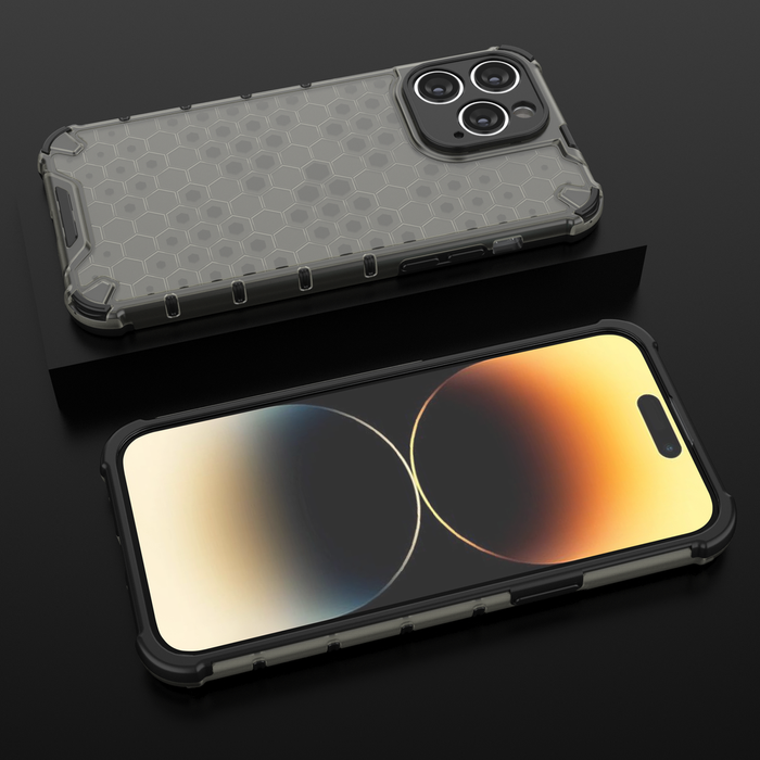Honeycomb case for iPhone 14 Pro Max armored hybrid cover transparent