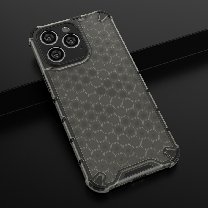 Honeycomb case for iPhone 14 Pro Max armored hybrid cover transparent
