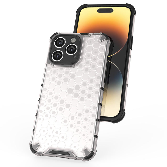 Honeycomb case for iPhone 14 Pro Max armored hybrid cover transparent