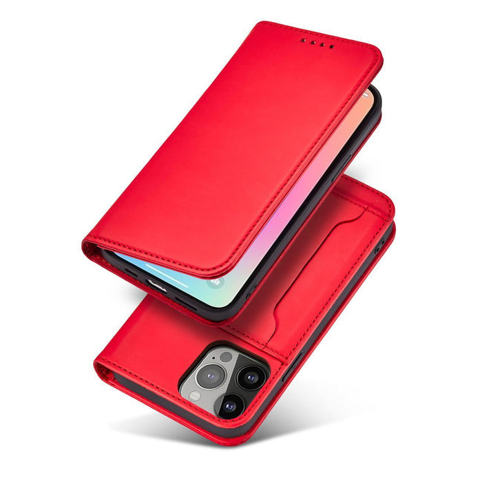 Magnet Card Case case for Samsung Galaxy S23+ flip cover wallet stand red