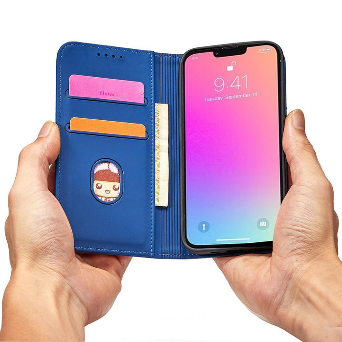Magnet Card Case for Samsung Galaxy S23 Ultra flip cover wallet stand blue