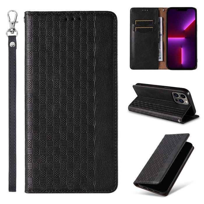 Magnet Strap Case for Samsung Galaxy S23+ Flip Wallet Mini Lanyard Stand Black