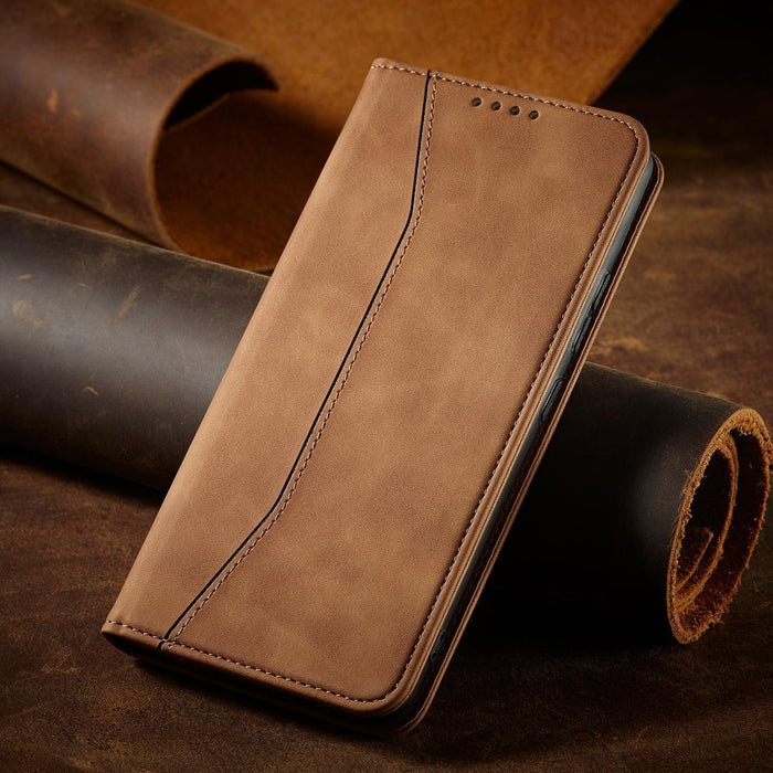 Magnet Fancy Case for Samsung Galaxy S23+ flip cover wallet stand brown