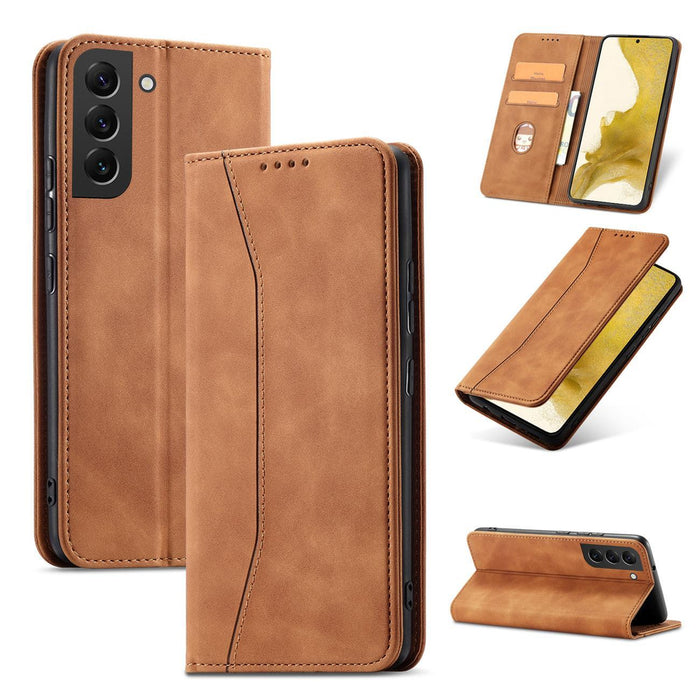Magnet Fancy Case for Samsung Galaxy S23+ flip cover wallet stand brown