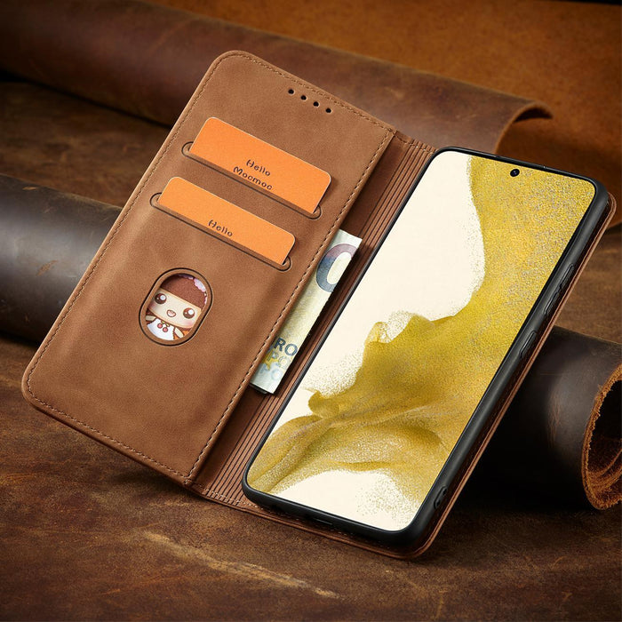 Magnet Fancy Case for Samsung Galaxy S23+ flip cover wallet stand brown