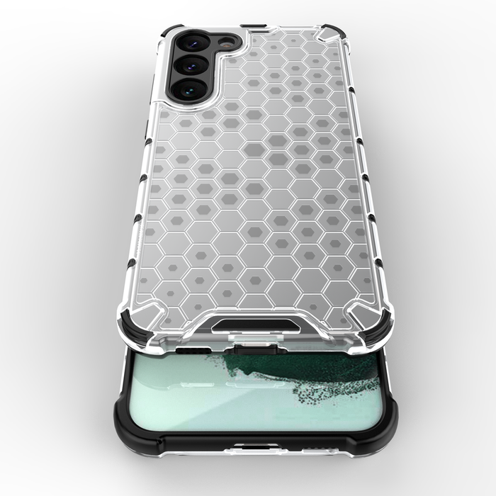 Honeycomb case for Samsung Galaxy S23+ armored hybrid cover transparent