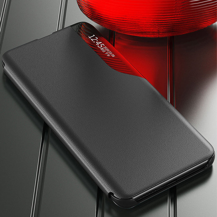 Eco Leather View Case case for Samsung Galaxy S23+ with a flip stand red