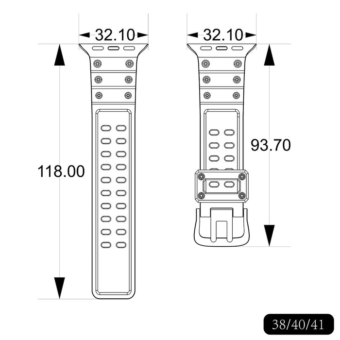 Strap Triple Protection for Apple Watch 38 / 40 / 41 mm band bracelet - transparent