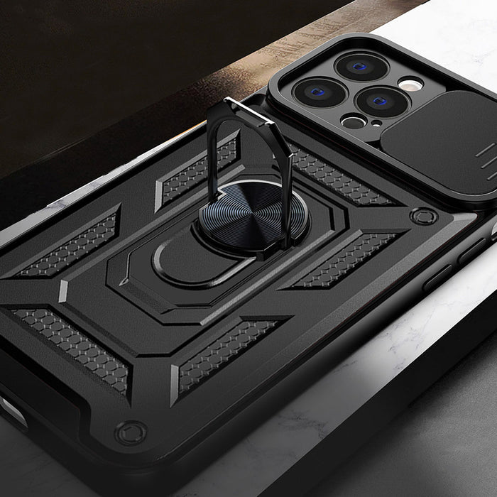 Hybrid Armor Camshield case for Realme 10 Pro+ armored cover with camera cover black