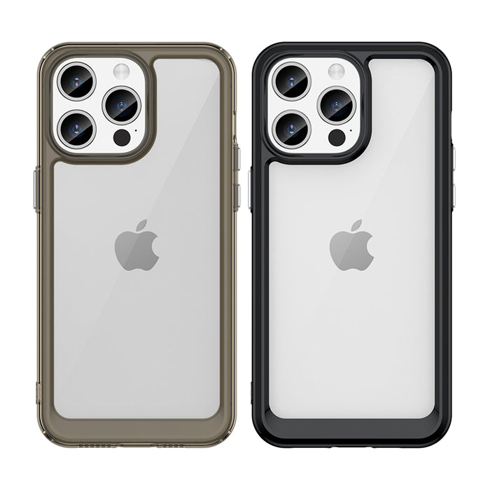 Reinforced case with a flexible frame for iPhone 15 Pro Max Outer Space - red