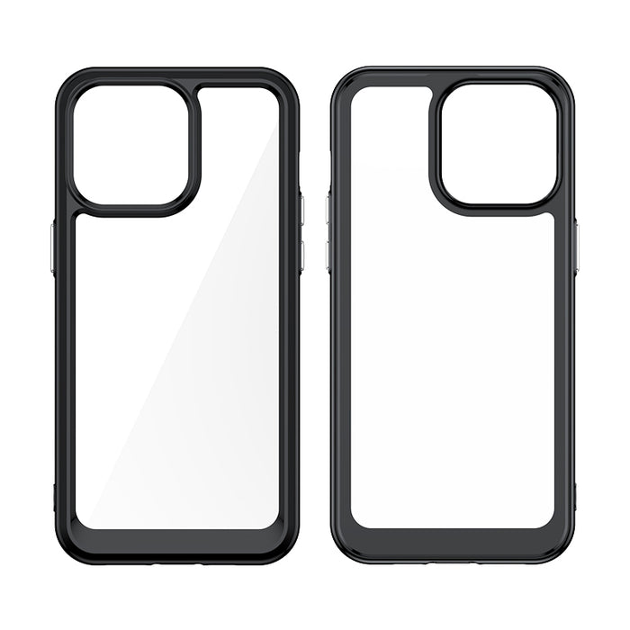 Reinforced case with a flexible frame for iPhone 15 Pro Outer Space - red