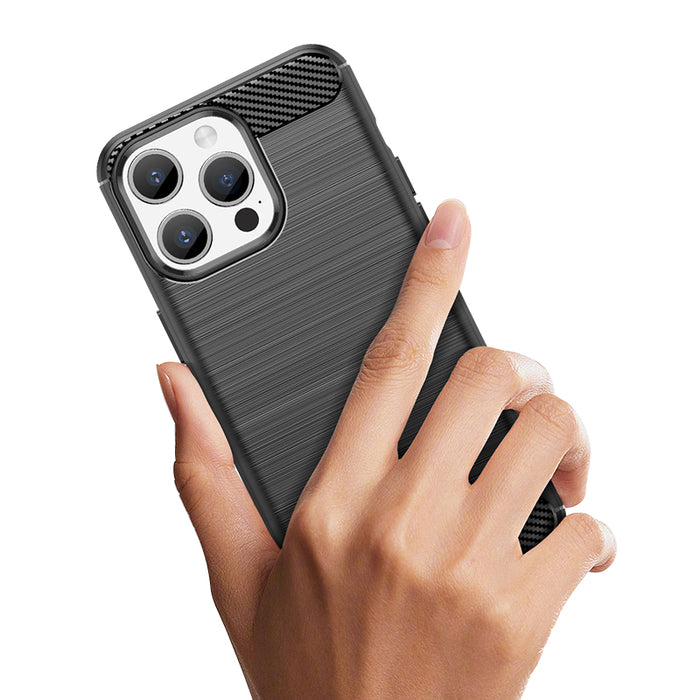 Flexible carbon pattern case for iPhone 15 Pro Max Carbon Case - blue