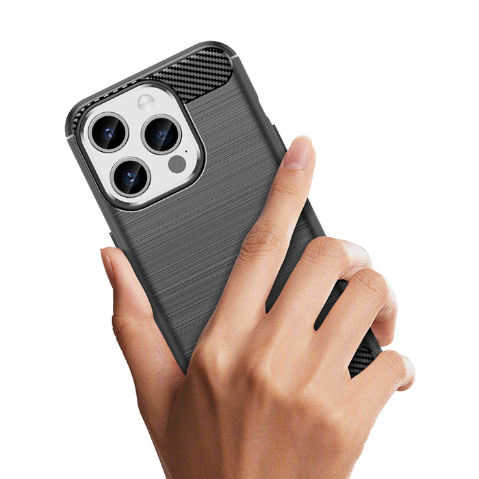 Flexible carbon pattern case for iPhone 15 Pro Carbon Case - black