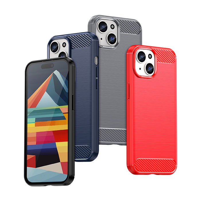 Flexible Carbon Case with a carbon pattern for iPhone 15 - blue