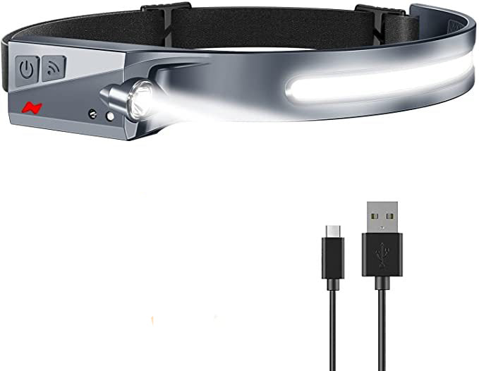 LED headlamp with IPX4 motion sensor USB-C 1200 mAh - black