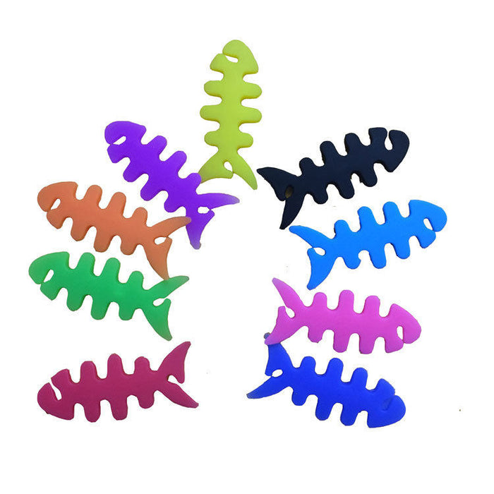 Fish-shaped headphone cable wrap - white