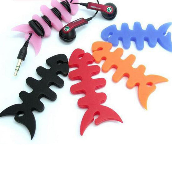 Fish-shaped headphone cable wrap - black