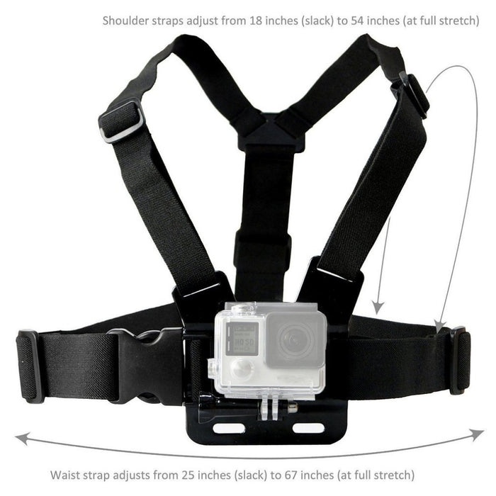 Adjustable sports camera harness - black