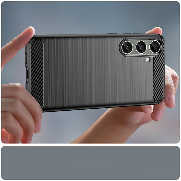 Case for Carbon Case Samsung Galaxy S24+ flexible silicone carbon cover - black