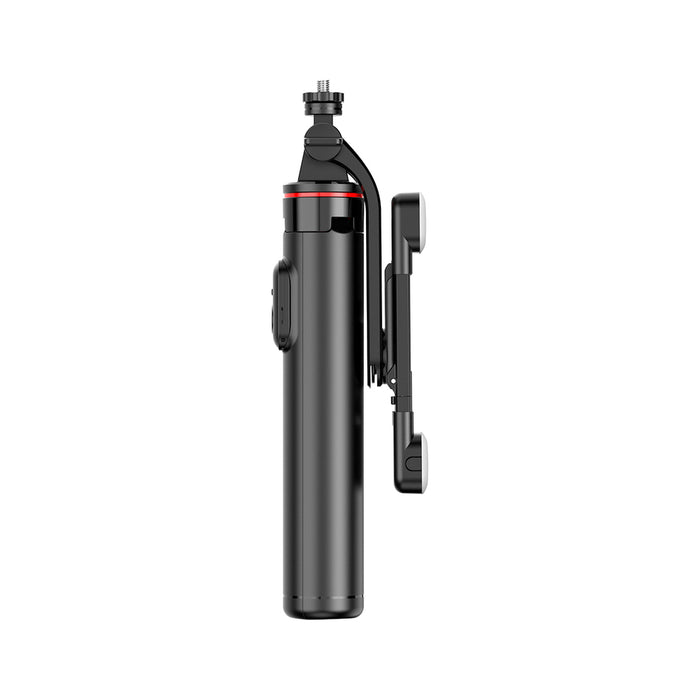 Selfie stick WC13YDS telescopic tripod 1.3m with double lamp and phone holder - black