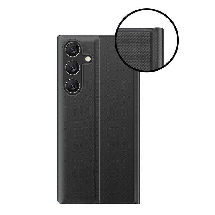New Sleep View Case with flap and stand for Samsung Galaxy A35 - black