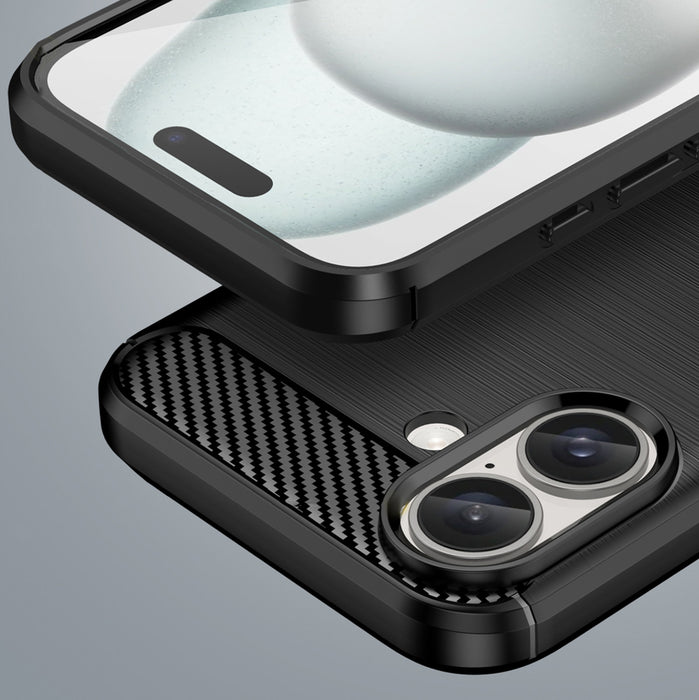 Carbon Case for iPhone 16 Plus Silicone Case - Black