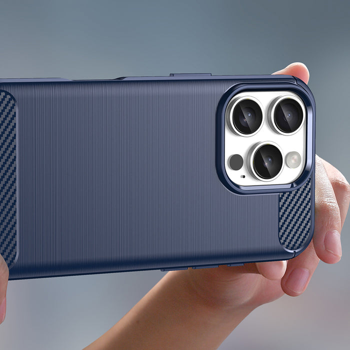 Carbon Case for iPhone 16 Pro Max Silicone Case - Blue