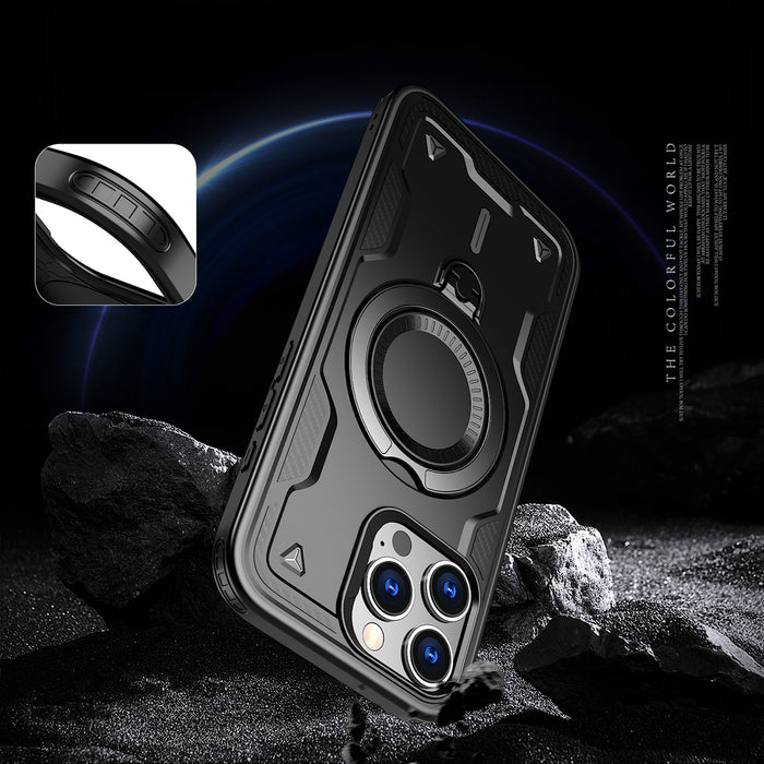 Hybrid Armor Trendy Case with MagSafe for iPhone 16 Pro Max - Black