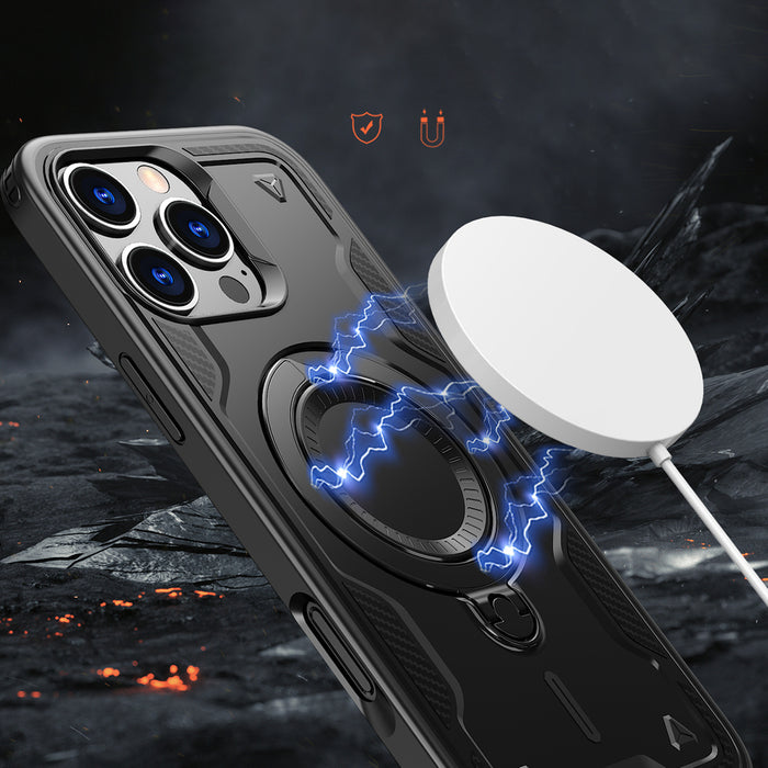 Hybrid Armor Trendy Case with MagSafe for iPhone 16 Pro Max - Black