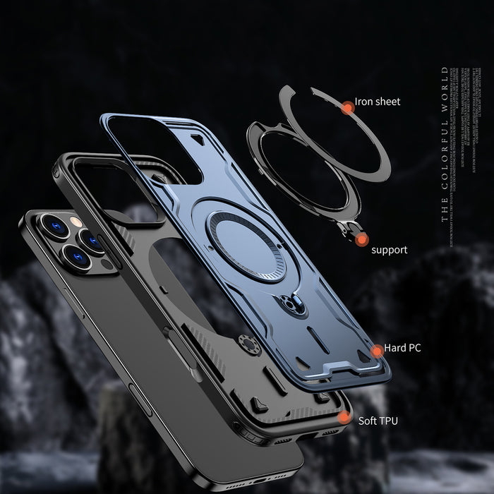 Hybrid Armor Trendy Case with MagSafe for iPhone 16 Pro Max - Blue