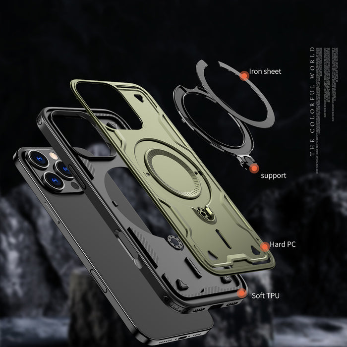 Hybrid Armor Trendy Case with MagSafe for iPhone 16 Pro Max - Green