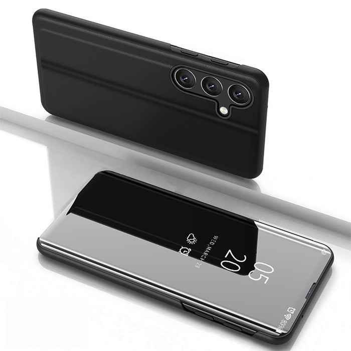 Clear View Case for Samsung Galaxy S25+ Cover with Flip - Black