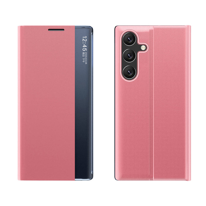 New Sleep Case for Samsung Galaxy S25+ Cover with Flip and Stand - Pink