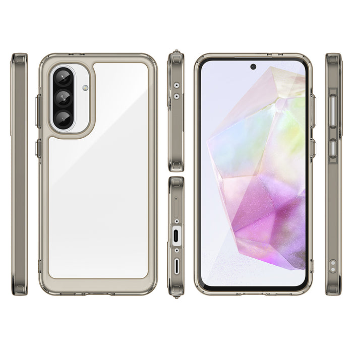 Outer Space Case for Samsung Galaxy A56 Cover with Flexible Frame - Semi-Transparent, Black