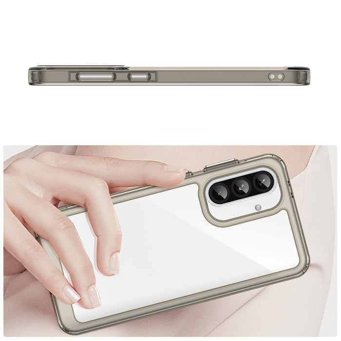 Outer Space Case for Samsung Galaxy A56 Cover with Flexible Frame - Semi-Transparent, Black
