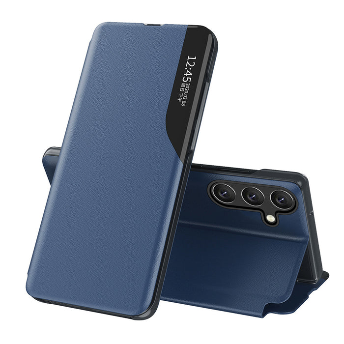 Eco Leather View Case elegant case with flap and stand function for Samsung Galaxy A36 - blue
