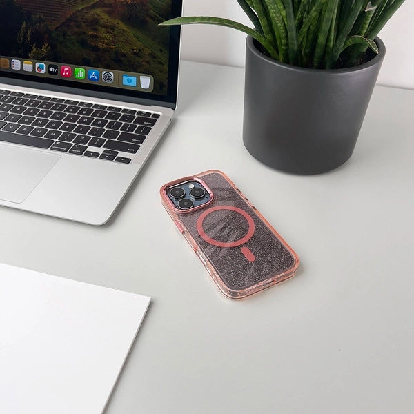 Glitter Case with MagSafe for iPhone 16e - Pink