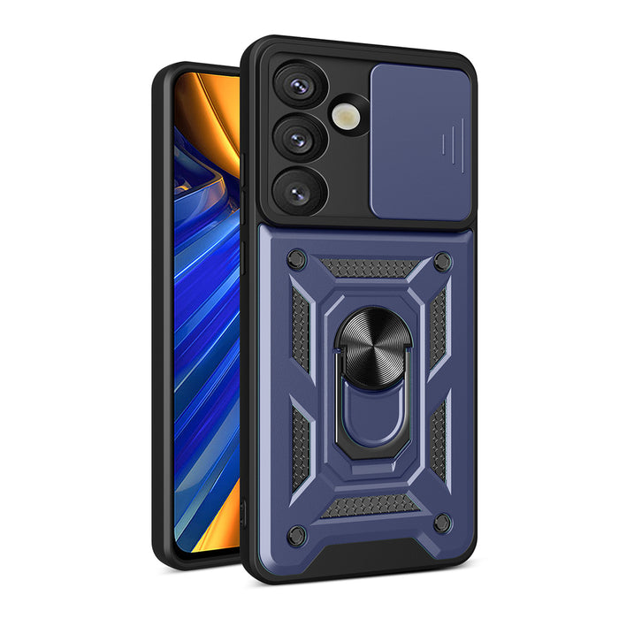 Hybrid Armor Camshield with Stand and Camera Cover for Samsung Galaxy S25 Edge - Blue