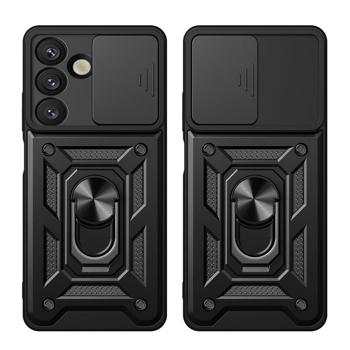 Hybrid Armor Camshield Case with Stand and Camera Cover for Vivo Y39 5G / Y300i 5G - Black