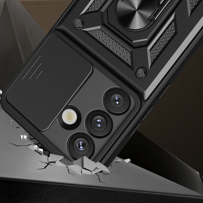 Hybrid Armor Camshield Armored Case with Stand and Camera Cover for Xiaomi 15 Ultra 5G - Black