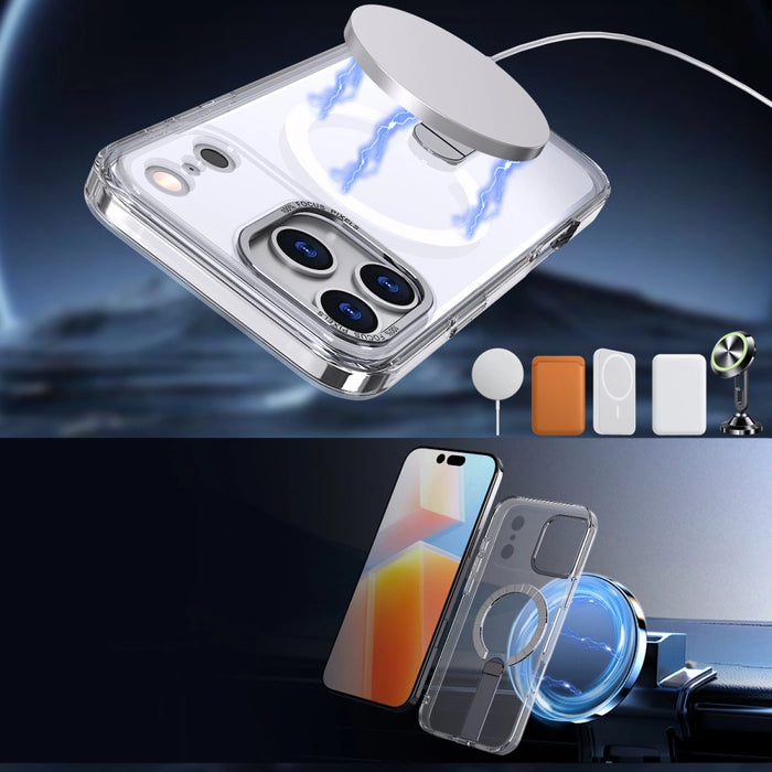 Hybrid Armor X Case for Samsung Galaxy S25 FE with Stand Compatible with MagSafe - Transparent