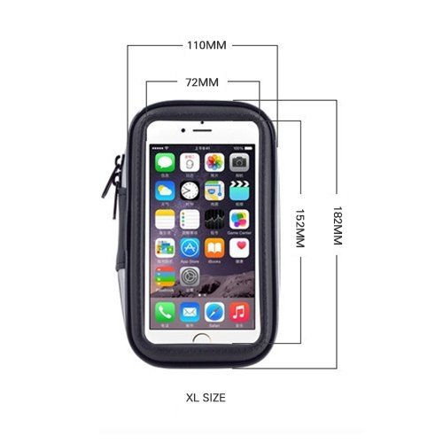 Bike Phone waterproof Mount, Universal Case Bicycle & Motorcycle Phone Holder Mount Size XL (max phone size: 165 mm x 80 mm) black (without handlebar mounting)
