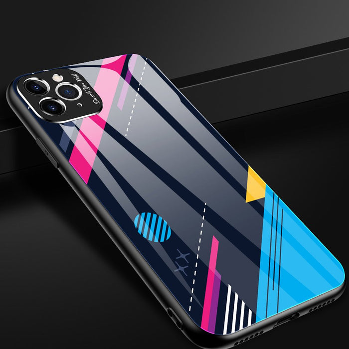 Color Glass Case Durable Cover with Tempered Glass Back and camera cover iPhone 11 Pro Max pattern 1