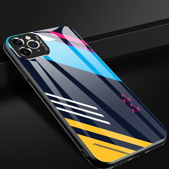 Color Glass Case Durable Cover with Tempered Glass Back and camera cover iPhone 11 Pro Max pattern 1