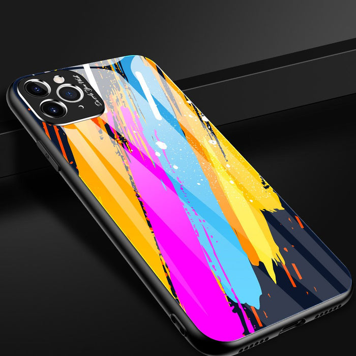 Color Glass Case Durable Cover with Tempered Glass Back and camera cover iPhone 11 Pro Max pattern 2