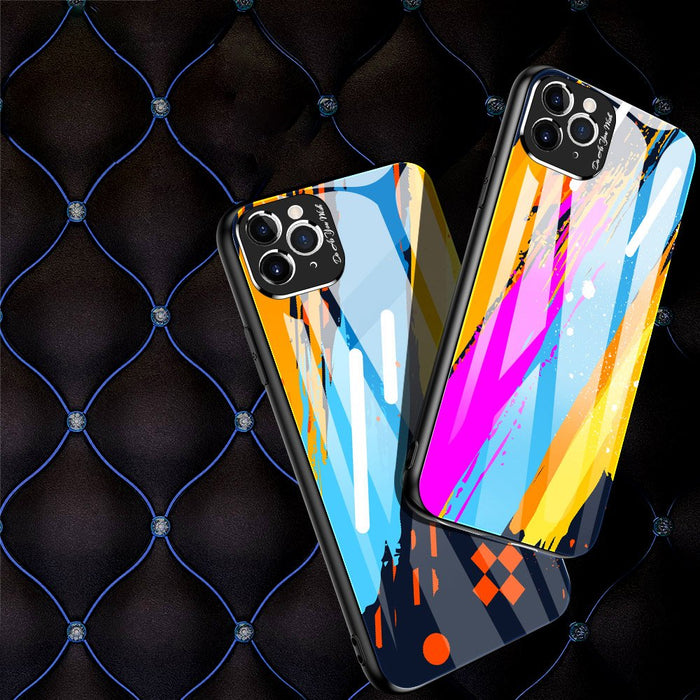 Color Glass Case Durable Cover with Tempered Glass Back and camera cover iPhone 11 Pro Max pattern 2